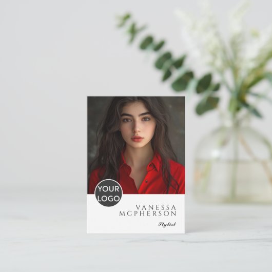 ミニマルモダンリストプロフェッショナルフォトロゴQR 名刺 (スタンド正面)