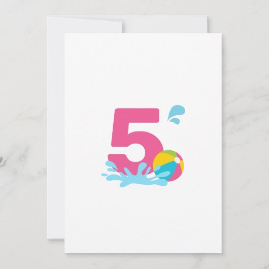 ミニマルモダンリストプールパーティーガール誕生日 招待状 (裏面)