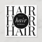 ミニマルモダンリストヘアスタイリストのヘアの気に拡張 スクエア名刺 (正面)