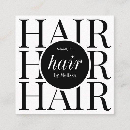 ミニマルモダンリストヘアスタイリストのヘアの気に拡張 スクエア名刺 (正面)