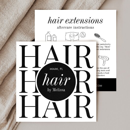 ミニマルモダンリストヘアスタイリストのヘアの気に拡張 スクエア名刺