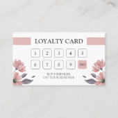 ミニマルモダンリストヘアスタイリスト赤面ピンクフローラ ロイヤリティカード (正面)