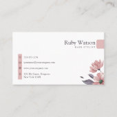 ミニマルモダンリストヘアスタイリスト赤面ピンクフローラ 名刺 (正面)