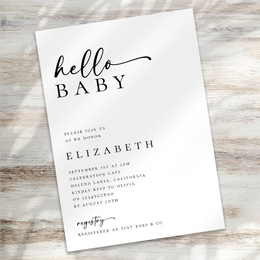 ミニマルモダンリストベビーシャワー 招待状