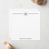 ミニマルモダンリストベーシック黒モノグラム線 ノートカード (正面/裏面インサイチュ)