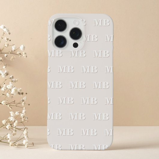 ミニマルモダンリストベージュイニシャルパターンモノグラム Case-Mate iPhoneケース
