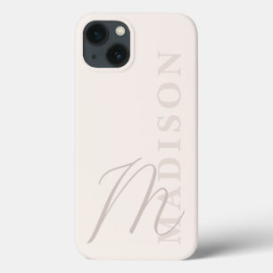 ミニマルモダンリストベージュイニシャルモノグラム iPhone 13ケース