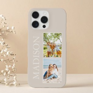 ミニマルモダンリストベージュカスタムフォトモノグラム iPhone 16 PRO MAXケース