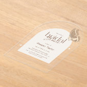 ミニマルモダンリストベージュバタフライブライダルシャワー アクリル招待状 (レイダウン)