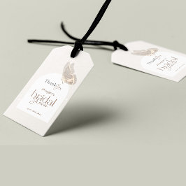 ミニマルモダンリストベージュバタフライブライダルシャワー ギフトタグ