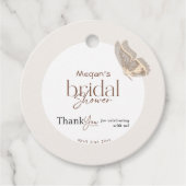 ミニマルモダンリストベージュバタフライブライダルシャワー フェイバータグ (正面)