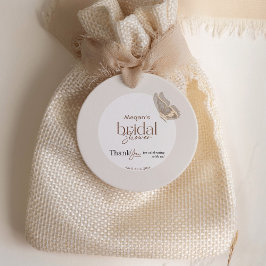 ミニマルモダンリストベージュバタフライブライダルシャワー フェイバータグ