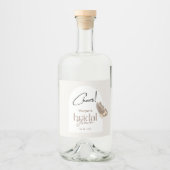 ミニマルモダンリストベージュバタフライブライダルシャワー リキュールボトルラベル (正面)