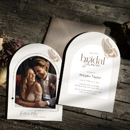 ミニマルモダンリストベージュバタフライブライダルシャワー 招待状