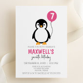 ミニマルモダンリストペンギン冬の誕生日パーティー 招待状