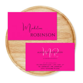 ミニマルモダンリストホットピンクスクリプト 名刺