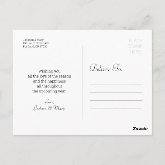 ミニマルモダンリストホリデーファミリーフォトポストカード ポストカード (裏面)