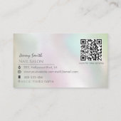 ミニマルモダンリストホログラフィックネイルサロンQRコード 名刺 (裏面)