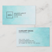 ミニマルモダンリストホワイトとブルーの水の色グラデーション 名刺 (正面/裏面)
