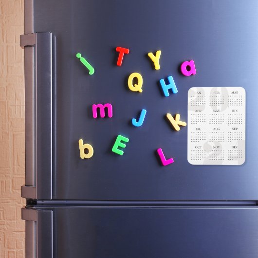 ミニマルモダンリストホワイトとベージュ2024カレンダー マグネット