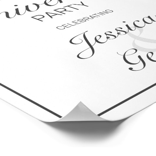 ミニマルモダンリストホワイトアニバーサリーウェルカムサイン ポスター (角)