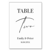 ミニマルモダンリストホワイトウェディングパーティー番号2 テーブルナンバー (裏面)