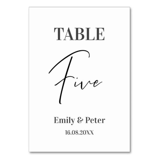 ミニマルモダンリストホワイトウェディングパーティー番号5 テーブルナンバー (正面)