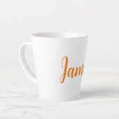 ミニマルモダンリストホワイトオレンジあなたの名前を追加 カフェラテマグ (左アングル)