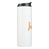 ミニマルモダンリストホワイトオレンジあなたの名前を追加 タンブラー (回転左)