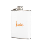 ミニマルモダンリストホワイトオレンジあなたの名前を追加 フラスク (左)