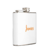 ミニマルモダンリストホワイトオレンジあなたの名前を追加 フラスク (右)