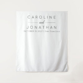 ミニマルモダンリストホワイトカスタムウェディング背景 タペストリー