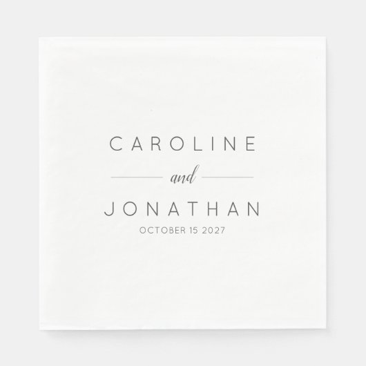 ミニマルモダンリストホワイトカスタムウェディング スタンダードランチョンナプキン (正面)