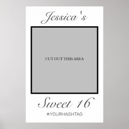 ミニマルモダンリストホワイトスウィート16フォトプロップ ポスター