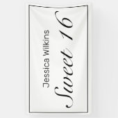 ミニマルモダンリストホワイトスウィート16誕生日バナー 横断幕 (縦)