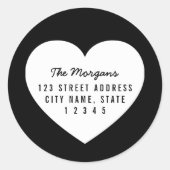 ミニマルモダンリストホワイトハート差出人住所 ラウンドシール (正面)