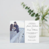 ミニマルモダンリストホワイトフォト結婚式招待状 ポストカード (スタンド正面)