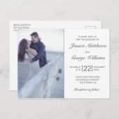 ミニマルモダンリストホワイトフォト結婚式招待状 ポストカード (正面/裏面)