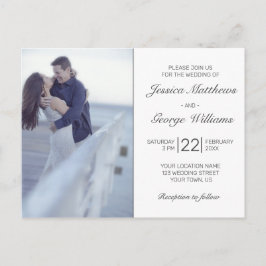 ミニマルモダンリストホワイトフォト結婚式招待状 ポストカード