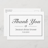 ミニマルモダンリストホワイトブライダルシャワーありがとう ポストカード (正面/裏面)