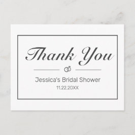 ミニマルモダンリストホワイトブライダルシャワーありがとう ポストカード