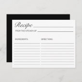 ミニマルモダンリストホワイトブライダルシャワーレシピカード ポストカード (正面/裏面)