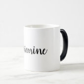 ミニマルモダンリストホワイトブラックお名前の追加 モーフィングマグカップ (正面右)