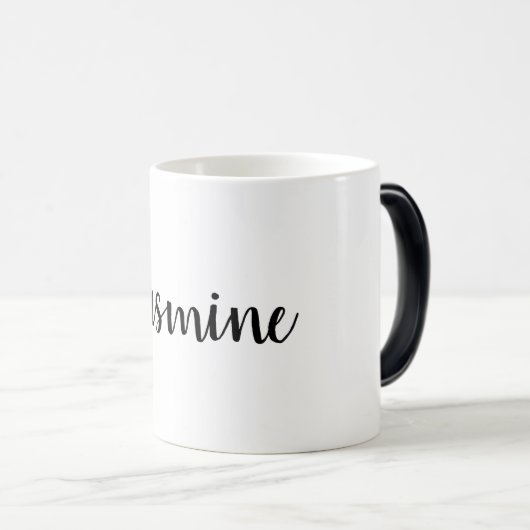 ミニマルモダンリストホワイトブラックお名前の追加 モーフィングマグカップ (正面右)