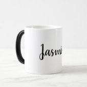 ミニマルモダンリストホワイトブラックお名前の追加 モーフィングマグカップ (正面左)