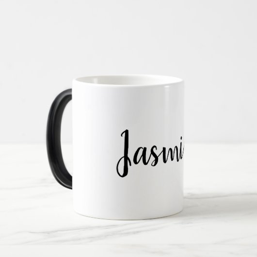 ミニマルモダンリストホワイトブラックお名前の追加 モーフィングマグカップ (正面左)