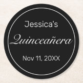 ミニマルモダンリストホワイトブラックキンセアニェラ ラウンドペーパーコースター (正面)