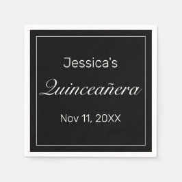 ミニマルモダンリストホワイトブラッククインセアニラ スタンダードカクテルナプキン