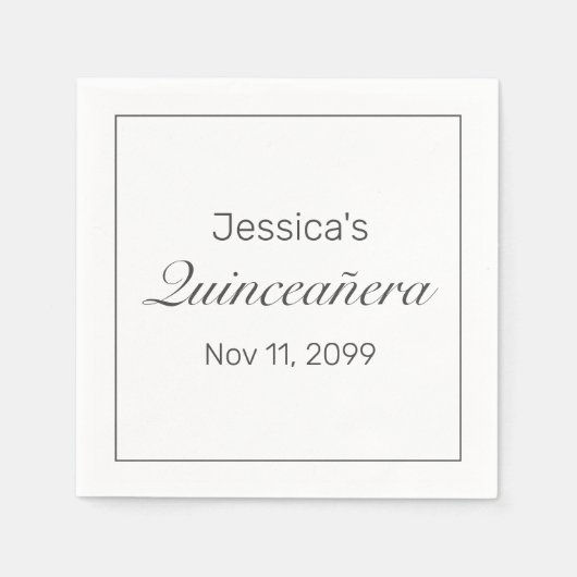 ミニマルモダンリストホワイトブラッククインセアニラ スタンダードカクテルナプキン (正面)