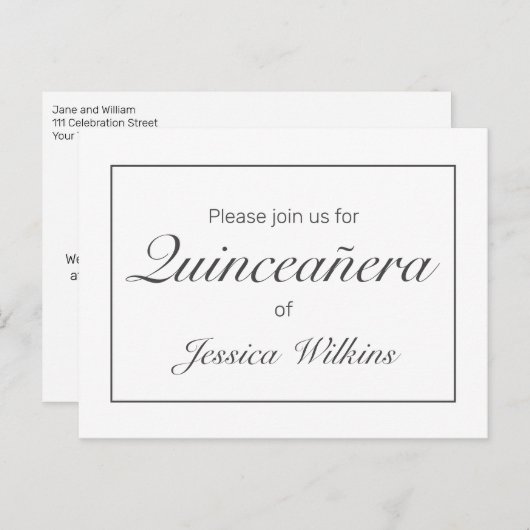 ミニマルモダンリストホワイトブラッククインセアニラ 案内ポストカード (正面/裏面)